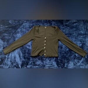 J.Crew Cropped Black Button Cardigan | Size M | Fitted Knit